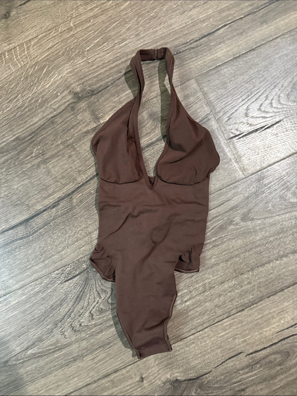 SKIMS Brown Halter One-Piece Bodysuit  NWOB